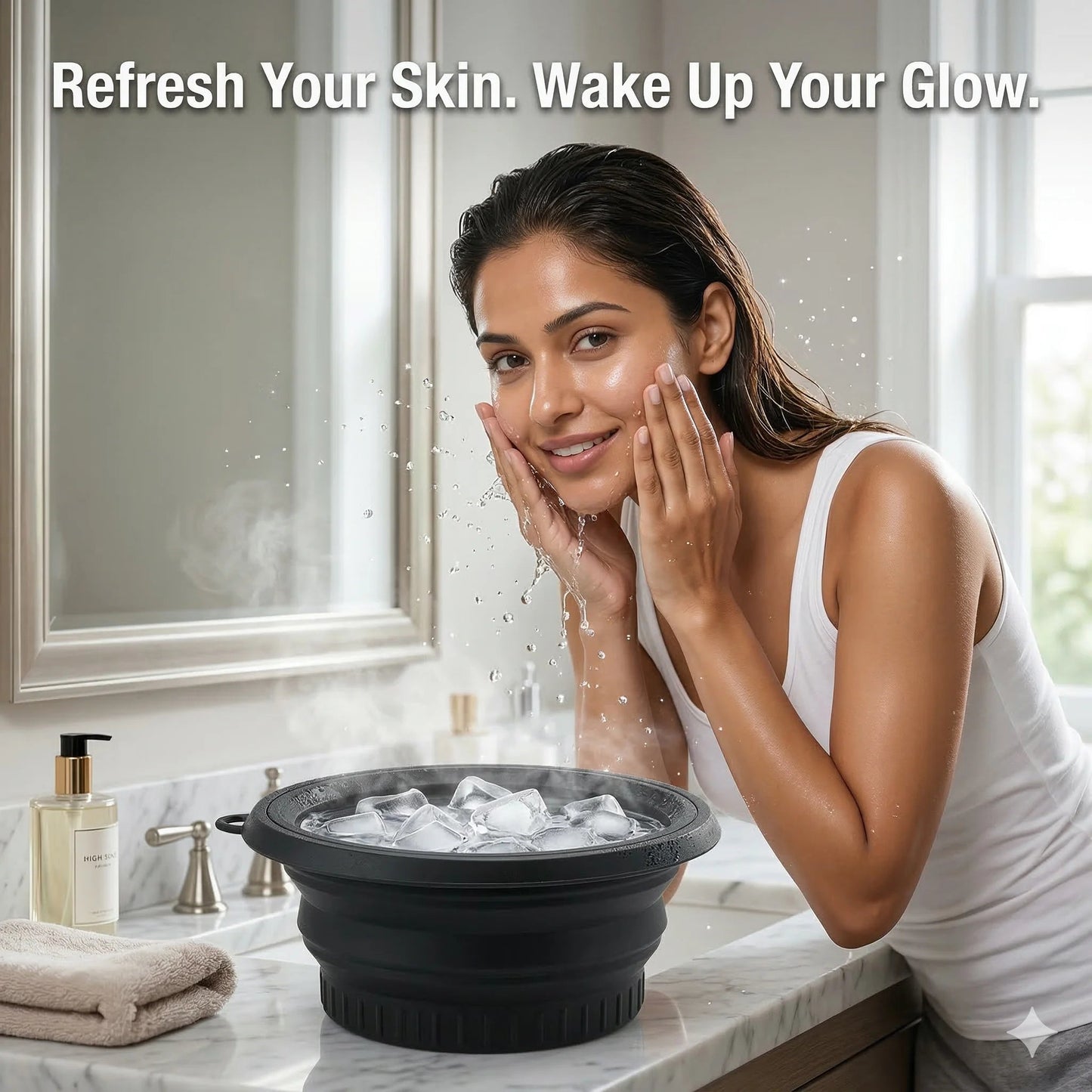 Ice Facial Bowl | Built-In Tray | Smooth, Firm & Glow
