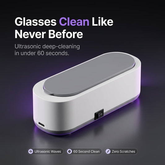 Ultrasonic Vibration Eyeglass Cleaner - High-end Waterproof Finish
