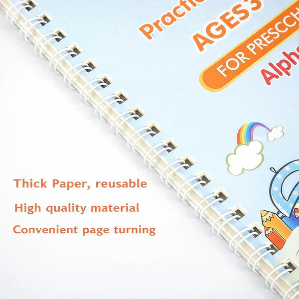 Magic Practice Copybook, (4 BOOK +1 PEN + 10 REFILL FREE)