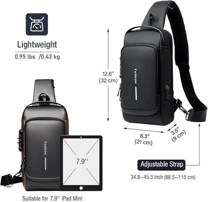 Anti-Theft Locking Sling Bag for Men & Women || USB Port Crossbody
