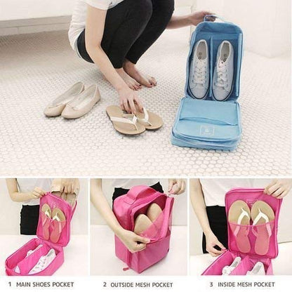 Travel Shoe Organiser (Travel Essential, Three-layer Shoe Bag,)