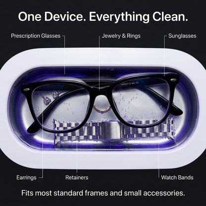 Ultrasonic Vibration Eyeglass Cleaner - High-end Waterproof Finish