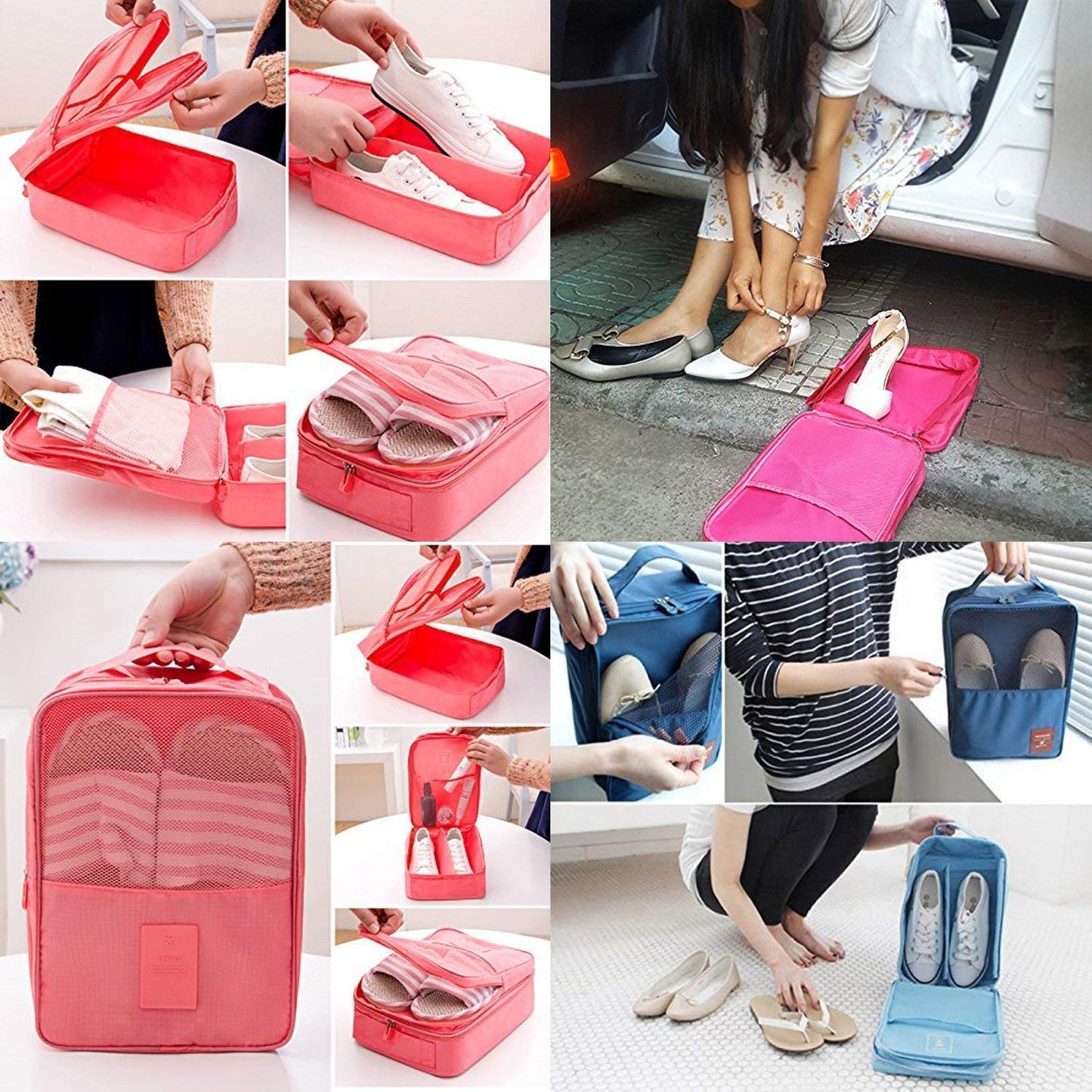 Travel Shoe Organiser (Travel Essential, Three-layer Shoe Bag,)