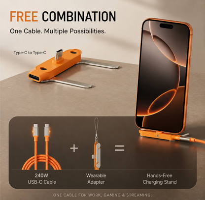 2 in 1 Charging Cable 240W, Multi Charger Cord with Two Type C Port