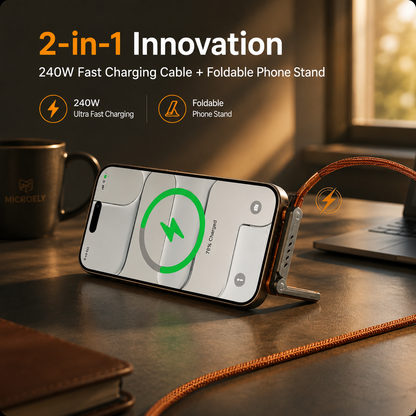 2 in 1 Charging Cable 240W, Multi Charger Cord with Two Type C Port
