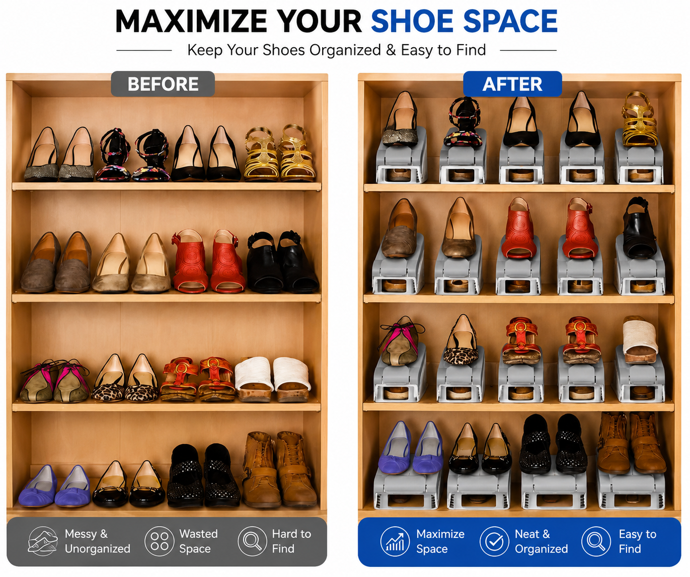 Adjustable Shoe Organize  (Pack of 4)