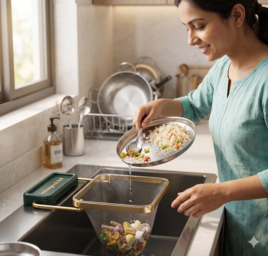 SinkStrainer™– Invisible Strainer Liners | Anti-Bacterial Rack | Elegant for Premium Sinks.