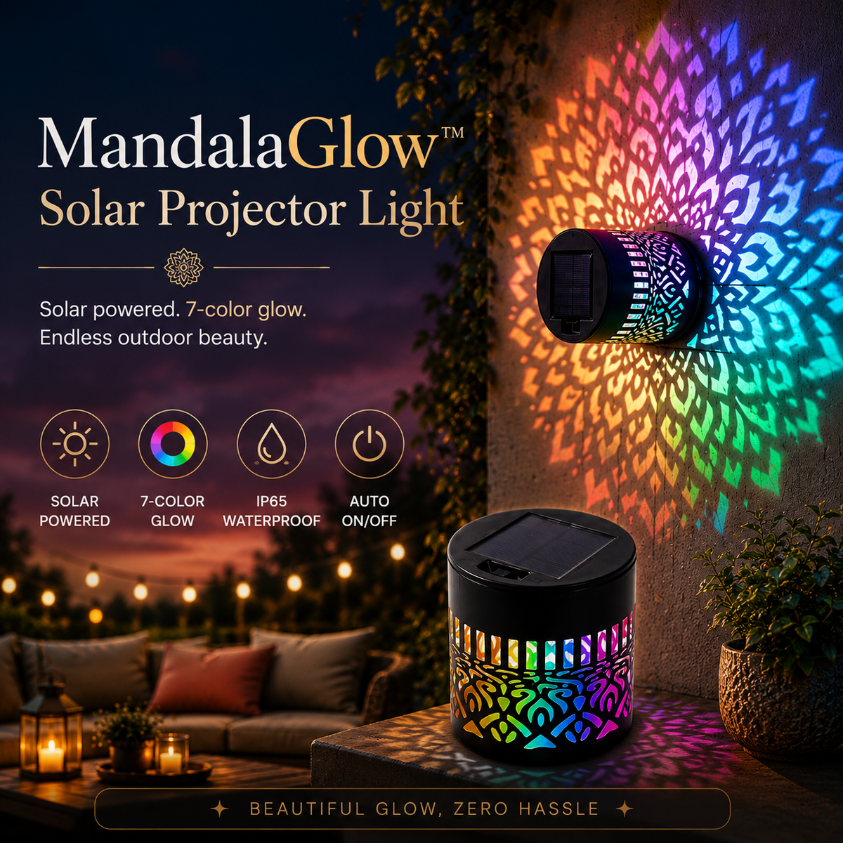 🔥Solar-Powered Mandala Projector Light🎁🏠