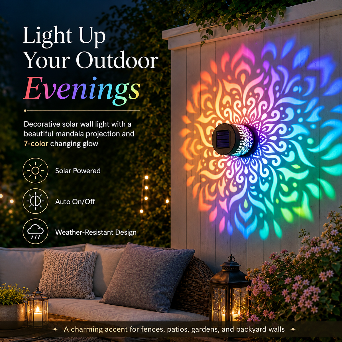 🔥Solar-Powered Mandala Projector Light🎁🏠