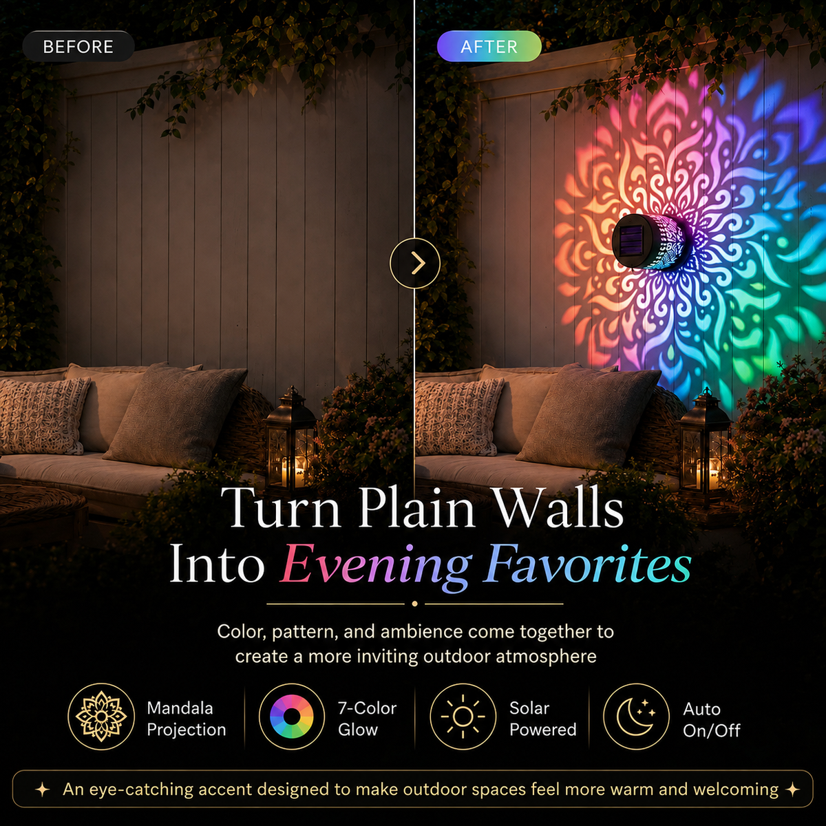 🔥Solar-Powered Mandala Projector Light🎁🏠