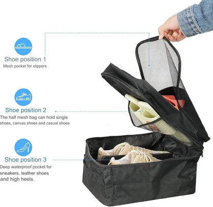 Travel Shoe Organiser (Travel Essential, Three-layer Shoe Bag,)