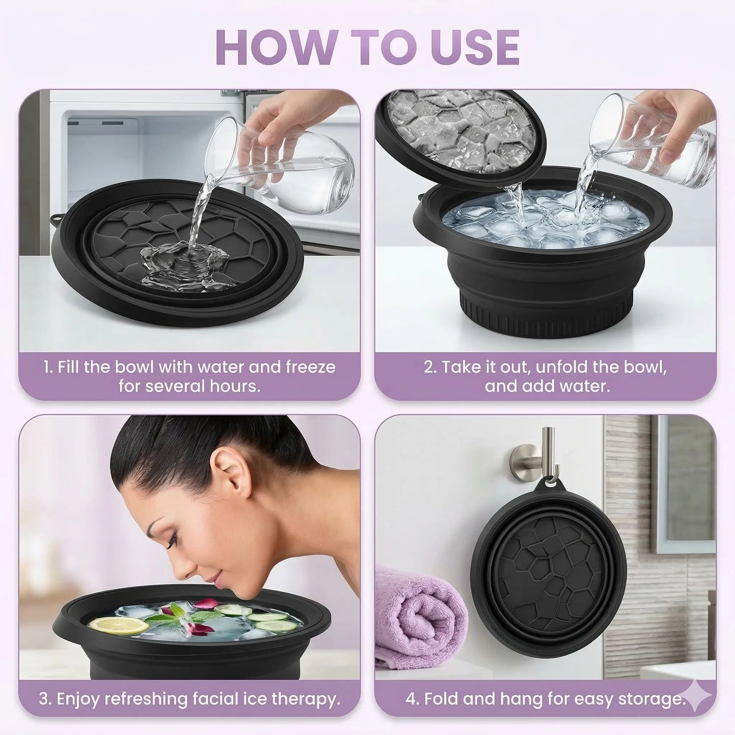 Ice Facial Bowl | Built-In Tray | Smooth, Firm & Glow