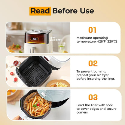Air Fryer & Microwave Liners: Pack of 100Pcs