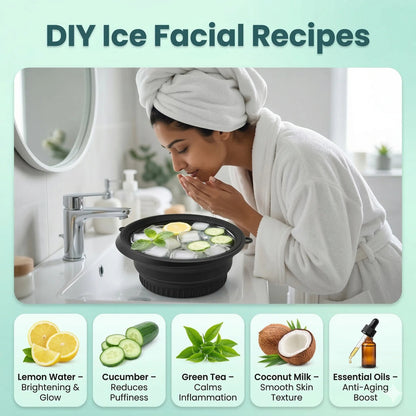 Ice Facial Bowl | Built-In Tray | Smooth, Firm & Glow
